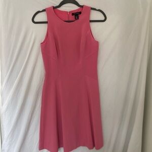 White House Black Market Pink stretch midi Dress sz 0 sleeveless fit flare